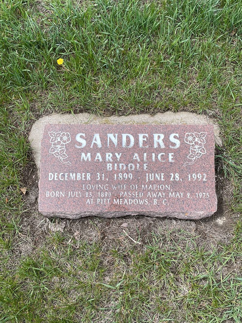 Mary Alice Sanders's grave. Photo 1
