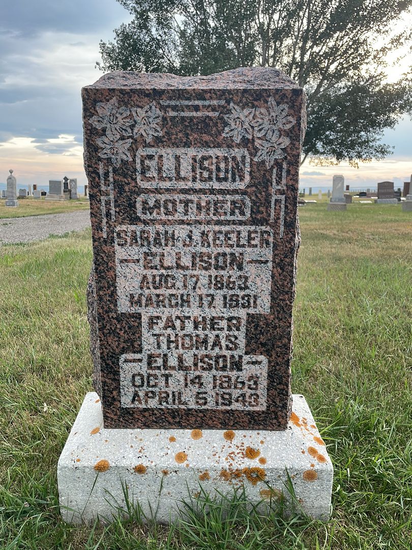Sarah J. Keeler Ellison's grave. Photo 1
