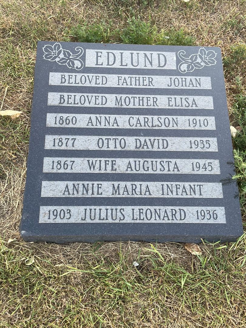 Otto David Edlund's grave. Photo 1
